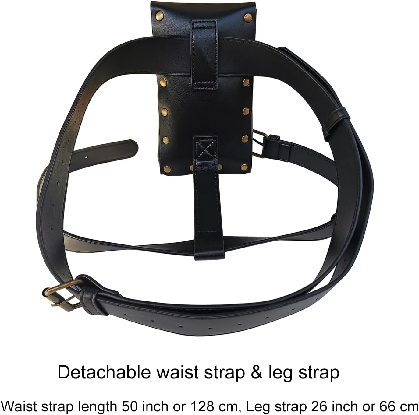 Larswon Renaissance Leg Harness Bag - Synthetic Leather Belt Bag for Women - Black
