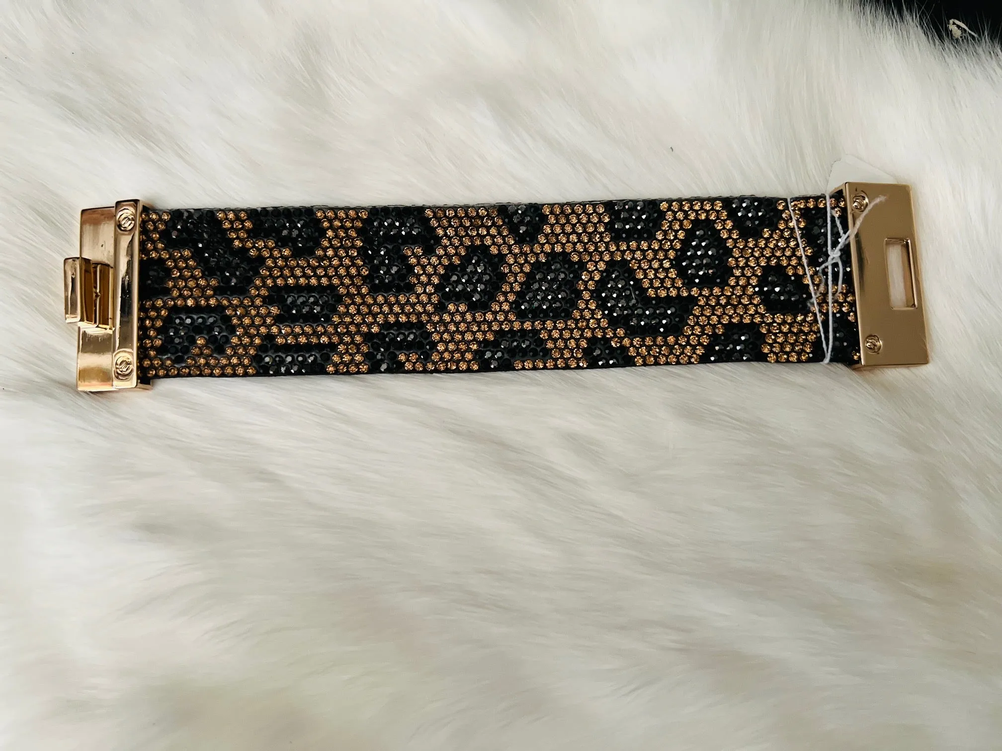 Leopard Flex Sequin Cuff Bracelet
