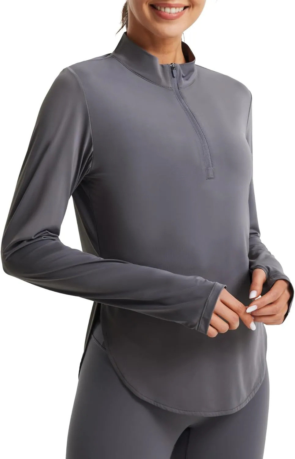 Libin Women's Athletic Running Shirt Long Sleeve Quarter Zip Pullover Moisture Wicking Quick Dry Workout Gym Shirts