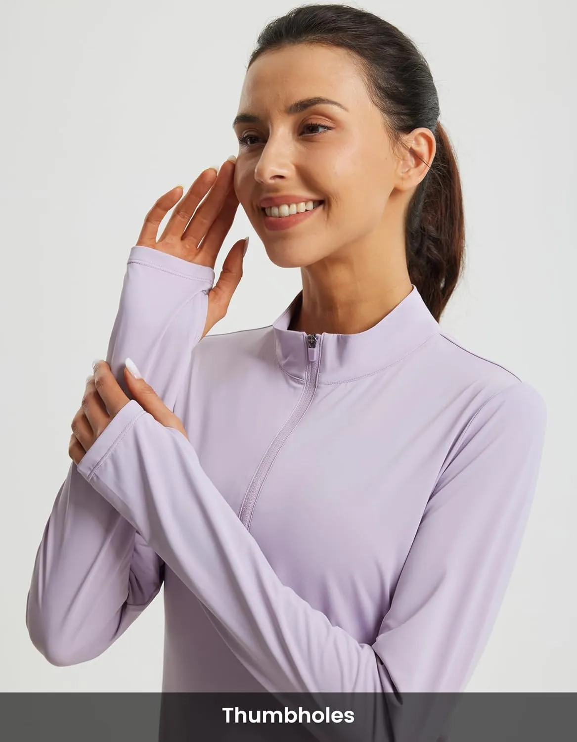 Libin Women's Athletic Running Shirt Long Sleeve Quarter Zip Pullover Moisture Wicking Quick Dry Workout Gym Shirts