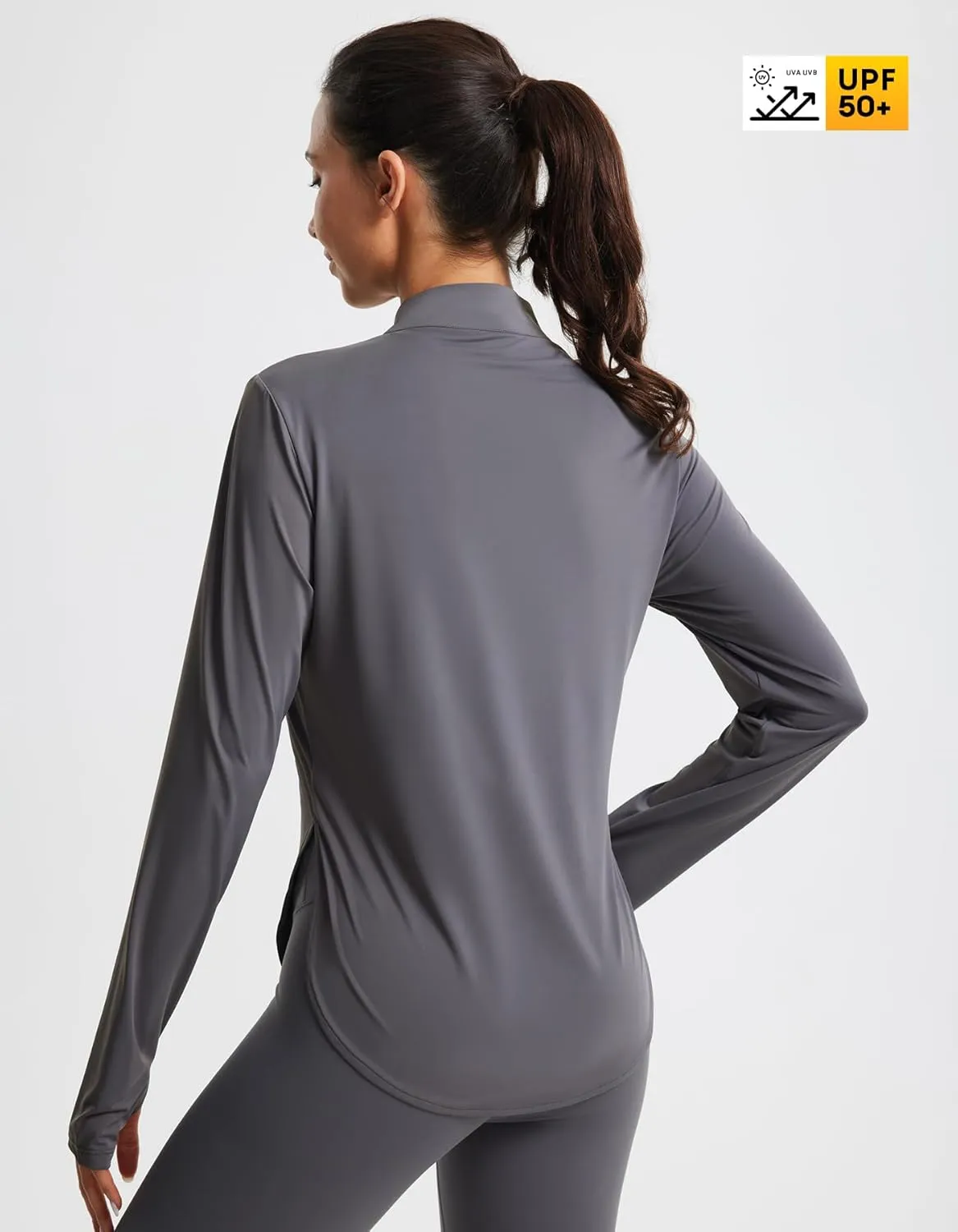 Libin Women's Athletic Running Shirt Long Sleeve Quarter Zip Pullover Moisture Wicking Quick Dry Workout Gym Shirts