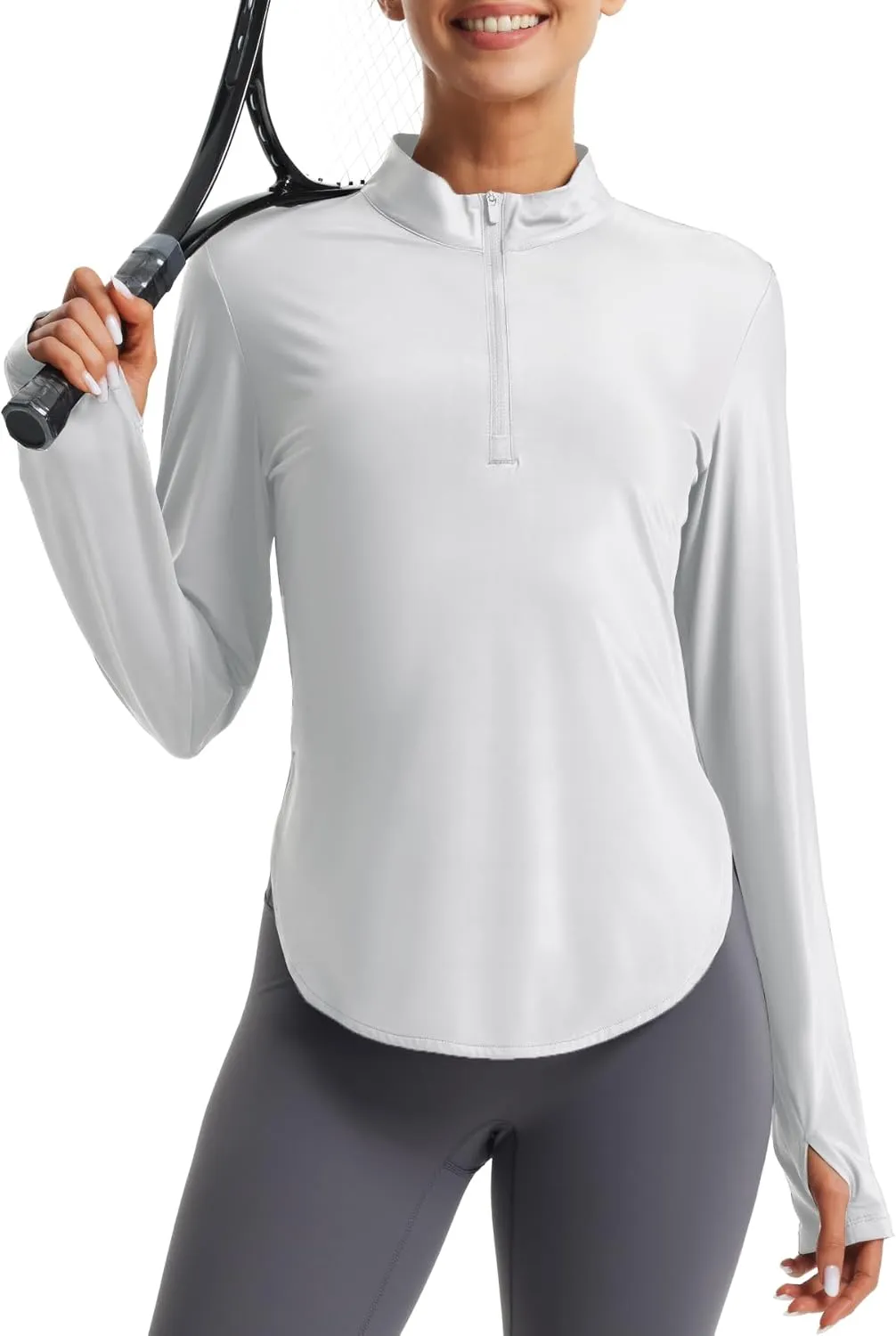 Libin Women's Athletic Running Shirt Long Sleeve Quarter Zip Pullover Moisture Wicking Quick Dry Workout Gym Shirts