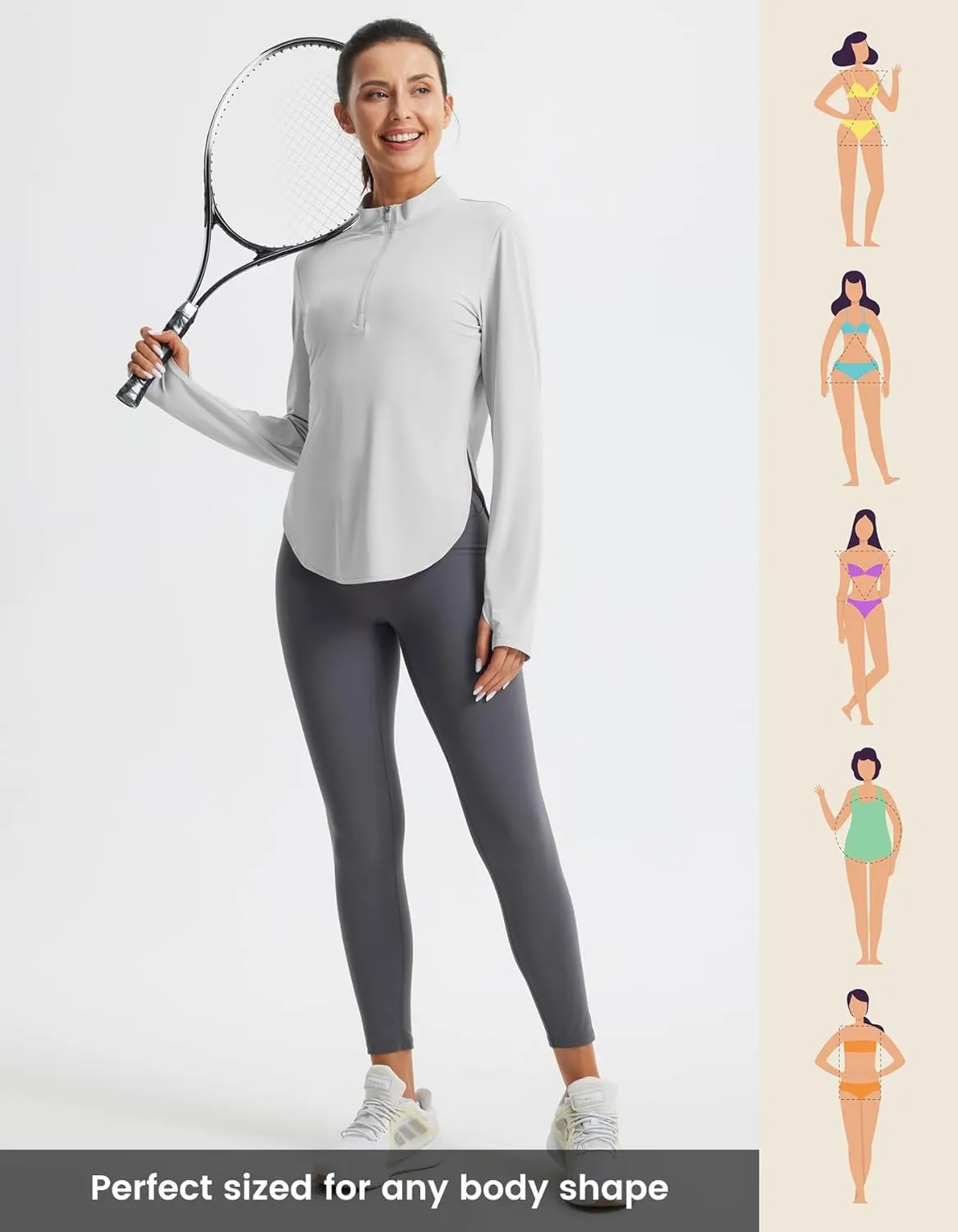 Libin Women's Athletic Running Shirt Long Sleeve Quarter Zip Pullover Moisture Wicking Quick Dry Workout Gym Shirts