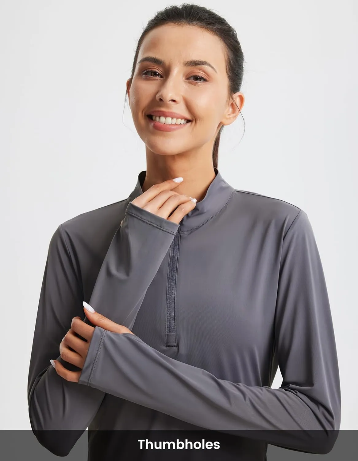Libin Women's Athletic Running Shirt Long Sleeve Quarter Zip Pullover Moisture Wicking Quick Dry Workout Gym Shirts