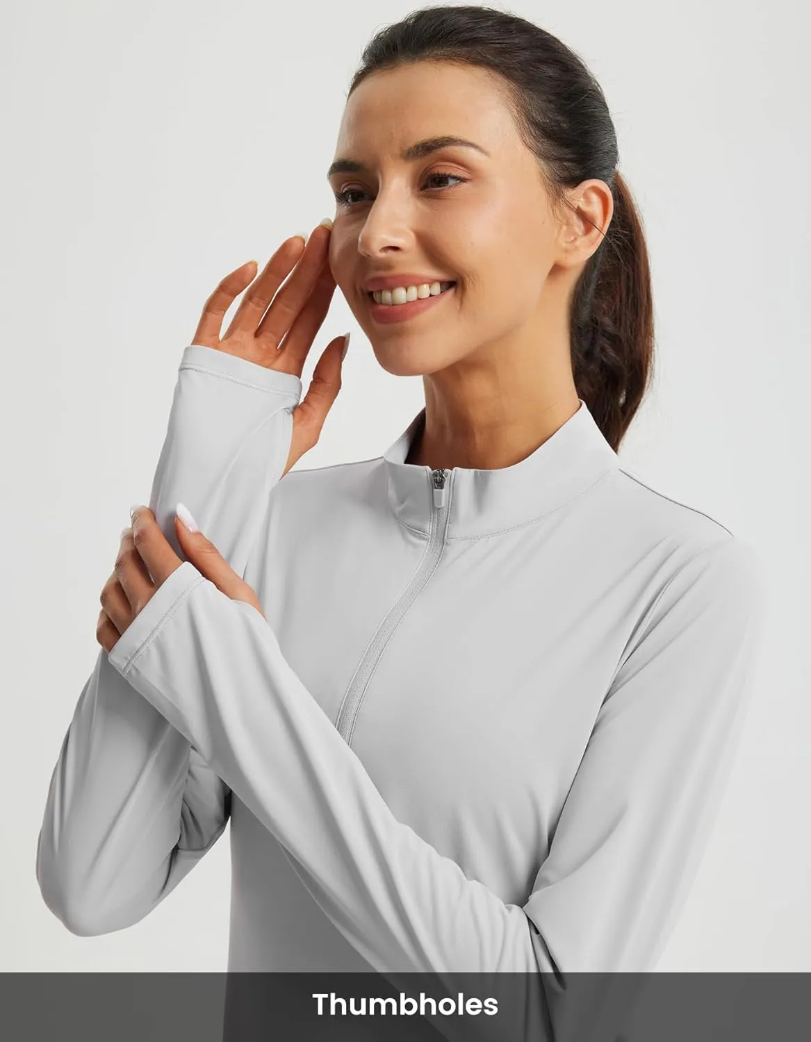 Libin Women's Athletic Running Shirt Long Sleeve Quarter Zip Pullover Moisture Wicking Quick Dry Workout Gym Shirts