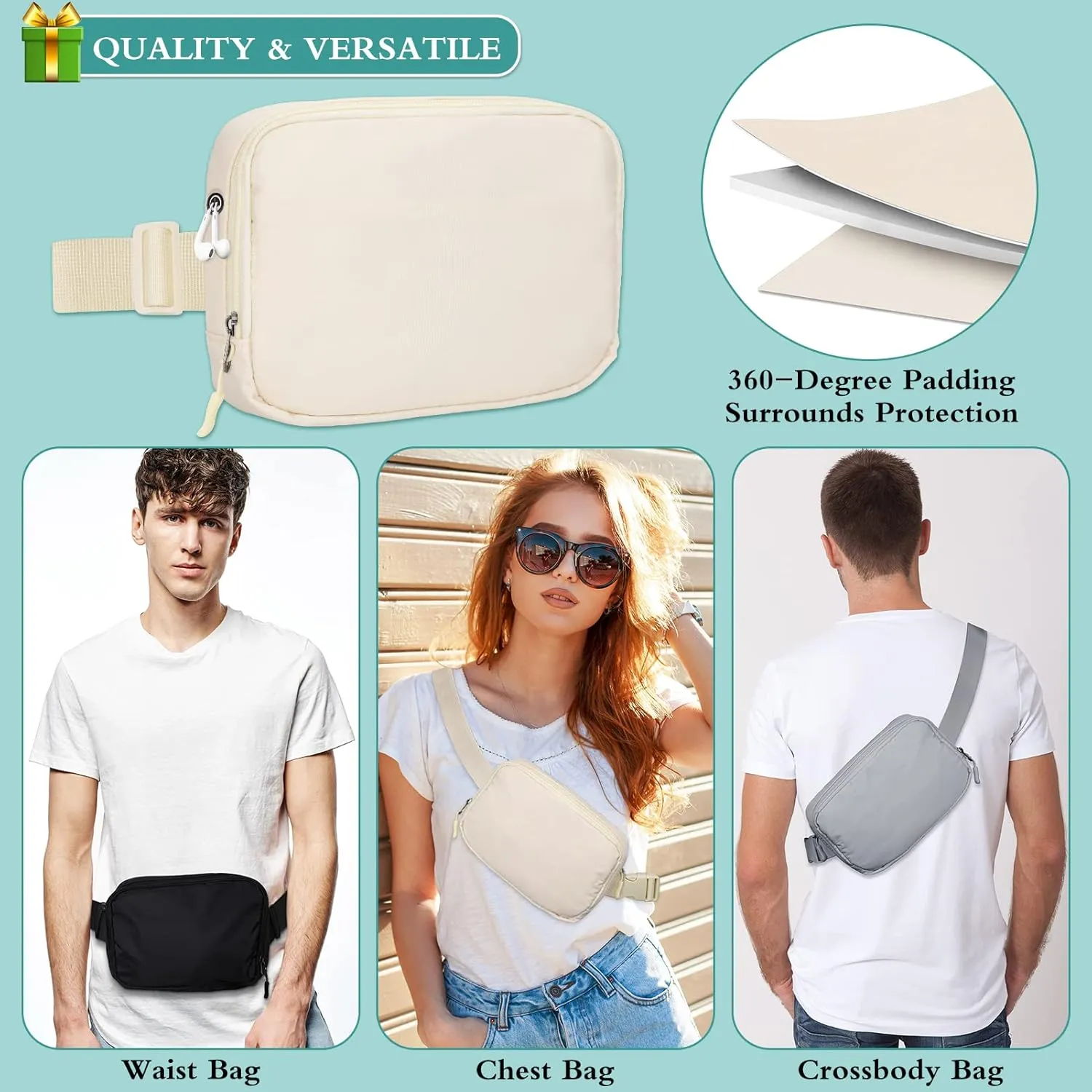 LLYWCM Fanny Packs for Women & Men - Belt Bags with Adjustable Strap, Crossbody for Running, Workout, Hiking & Travel