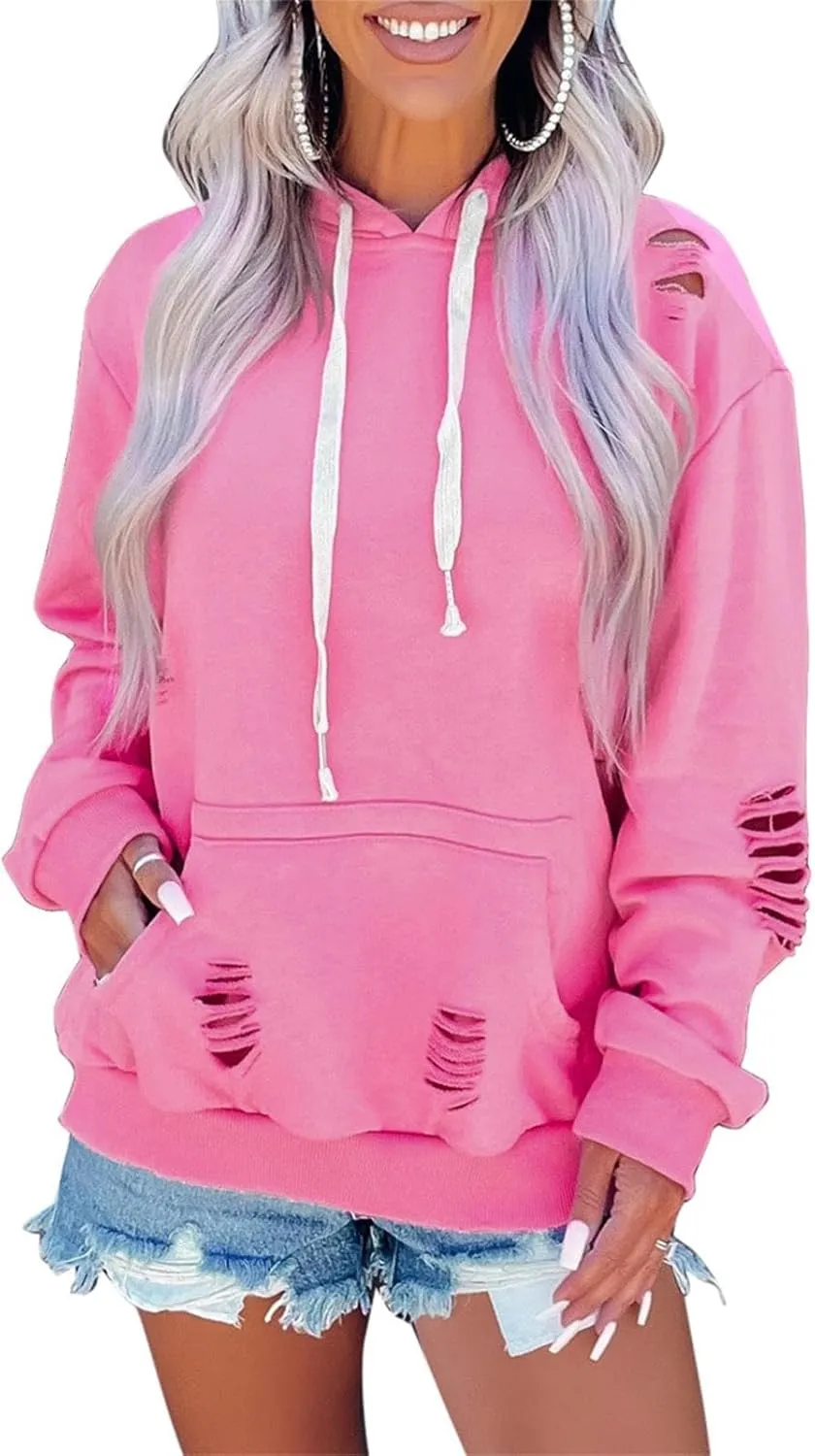 Melliflo Oversized Distressed Sweatshirts for Women Trendy Hoodies