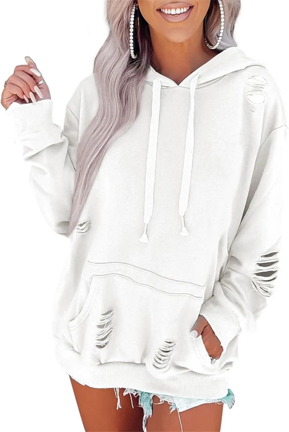 Melliflo Oversized Distressed Sweatshirts for Women Trendy Hoodies