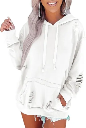 Melliflo Oversized Distressed Sweatshirts for Women Trendy Hoodies