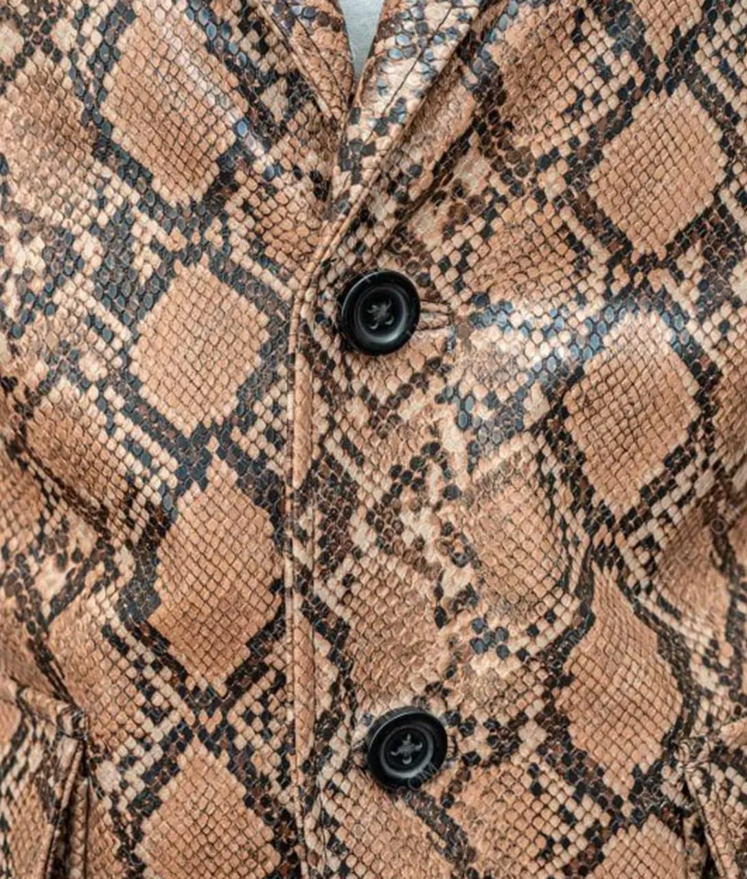 Men Classic Print Snake Skin Leather Blazer Sport Coat Jacket