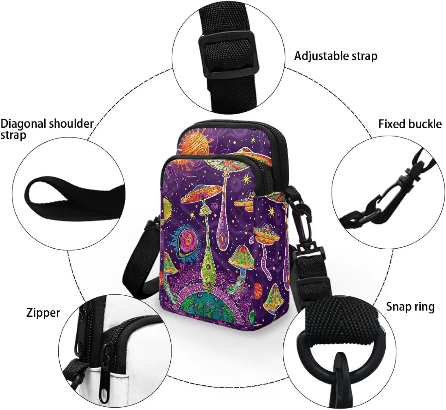 Men's 2 Layer Cross Body Bag Travel Passport Wallet Messenger Sling Bags