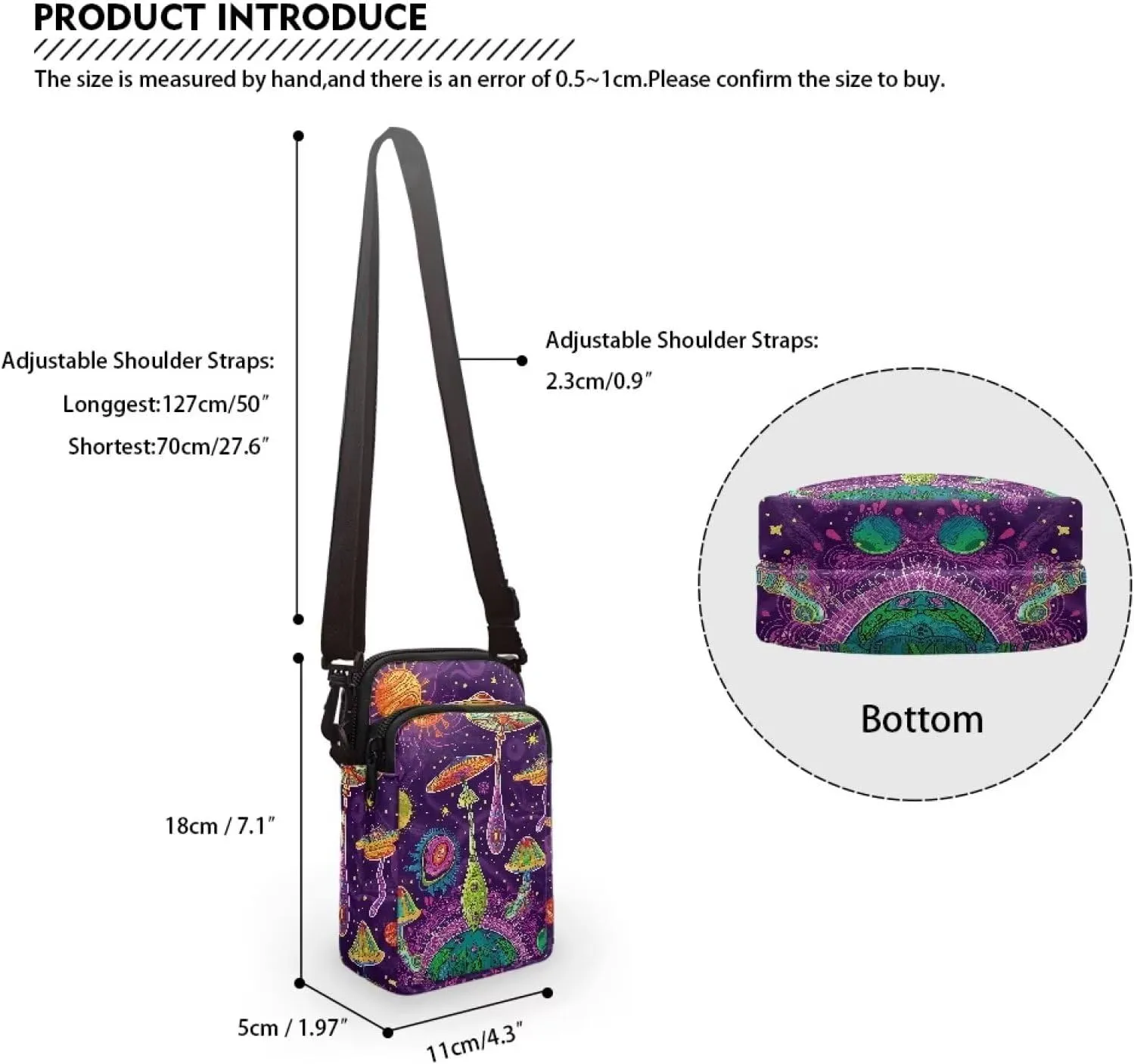 Men's 2 Layer Cross Body Bag Travel Passport Wallet Messenger Sling Bags