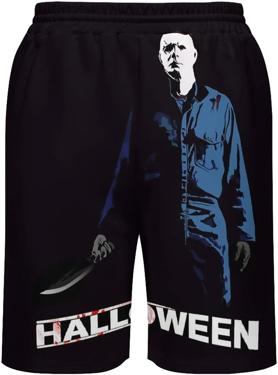 Men's Beach Pants Halloween Michael Myers Summer Board Shorts with Pockets Beach Shorts Bathing Suits for Men