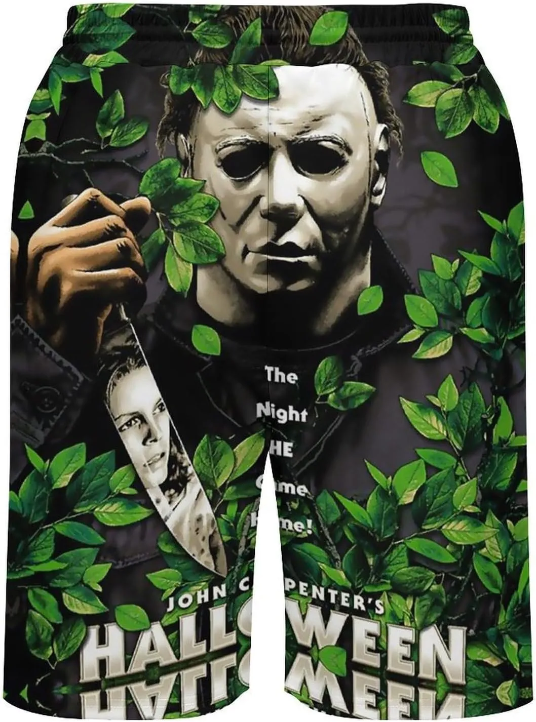 Men's Beach Pants Halloween Michael Myers Summer Board Shorts with Pockets Beach Shorts Bathing Suits for Men