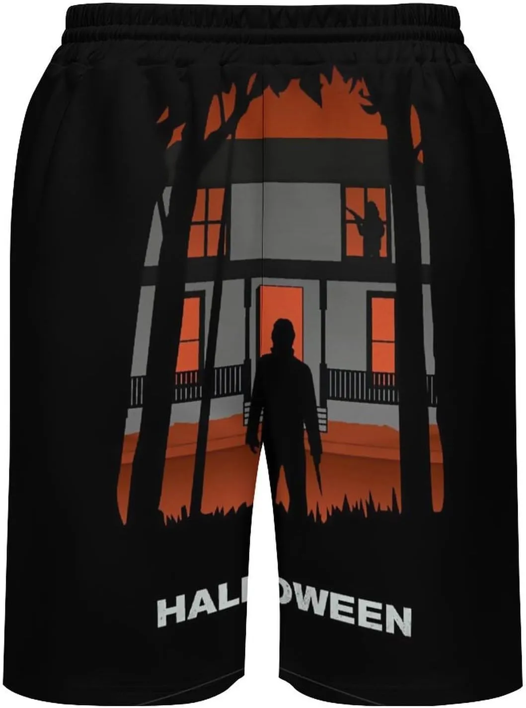 Men's Beach Pants Halloween Michael Myers Summer Board Shorts with Pockets Beach Shorts Bathing Suits for Men