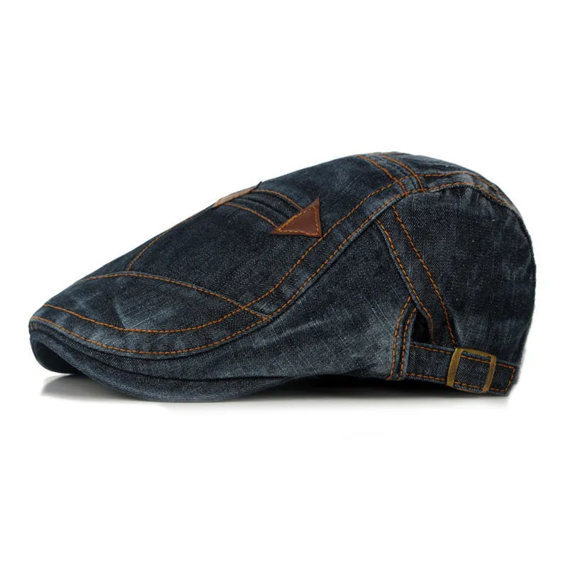 Men's Casual Outdoor Washed Distressed Denim Beret 80149070M