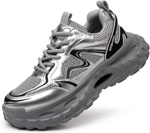 Men's Fashion Breathable Mesh Platform Chunky Lace-Up Sneakers Comfortable Non Slip Y2K Walking Dad Sneakers Workout Sport Work Tennis Shoes