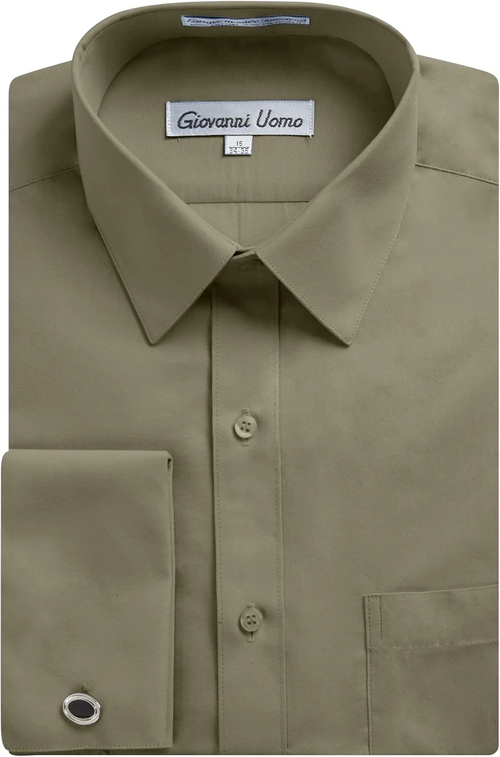 Men's Regular & Slim Fit French Cuff Solid Dress Shirt - Colors (Cufflink Included)
