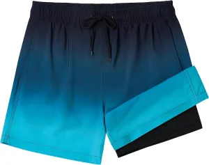 Mens Swim Trunks with Compression Liner Quick Dry Swim Shorts Bathing Suit Swimsear 2 in 1 Beach Board Shorts