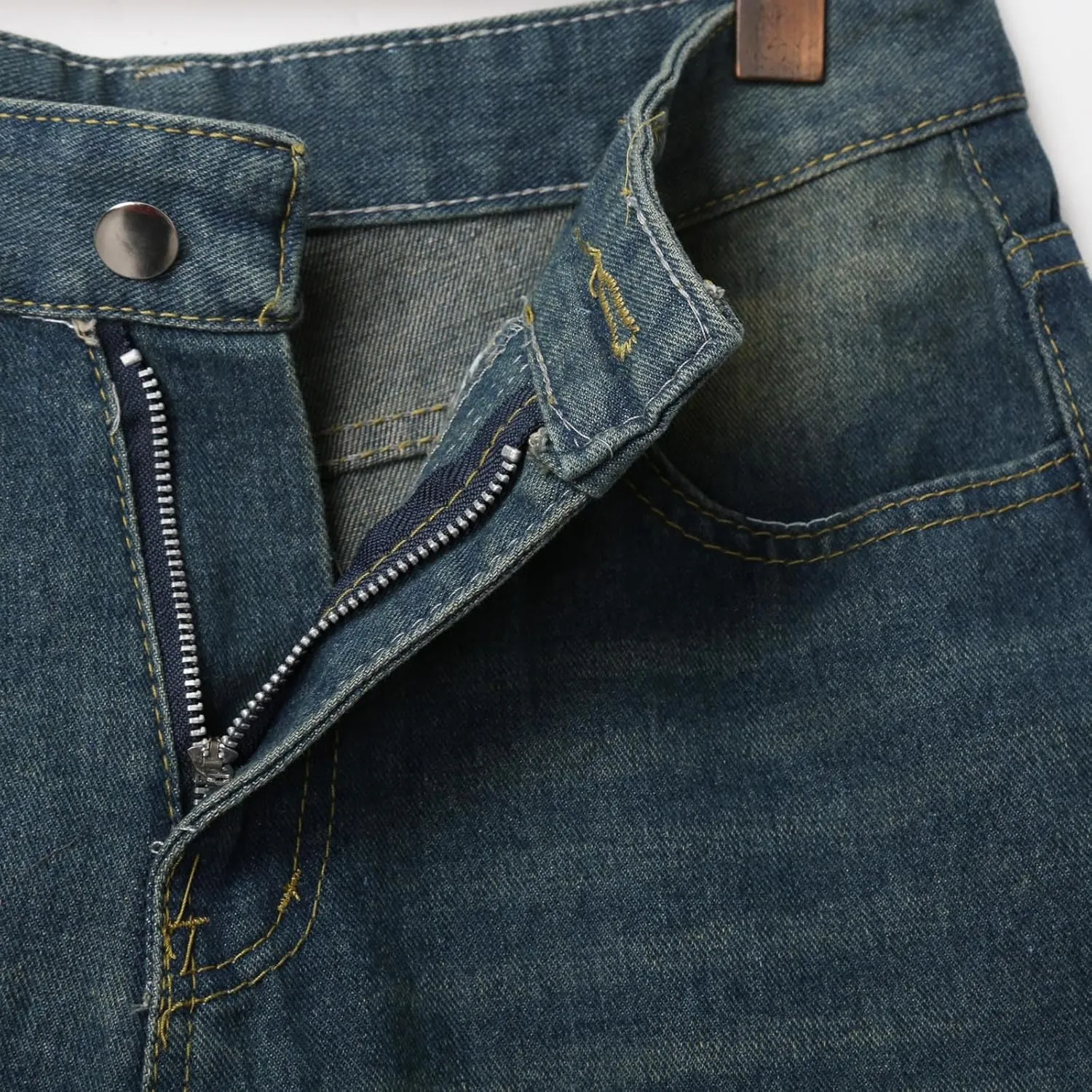 Men's Wide Leg Y2K Hip Hop Mid Jean Shorts Baggy Denim Shorts with Pockets Aesthetic Pants Streetwear Clothes