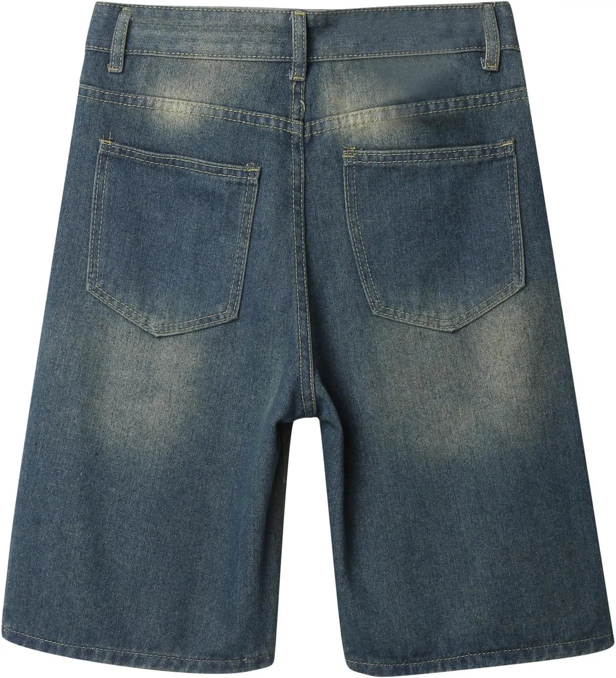 Men's Wide Leg Y2K Hip Hop Mid Jean Shorts Baggy Denim Shorts with Pockets Aesthetic Pants Streetwear Clothes