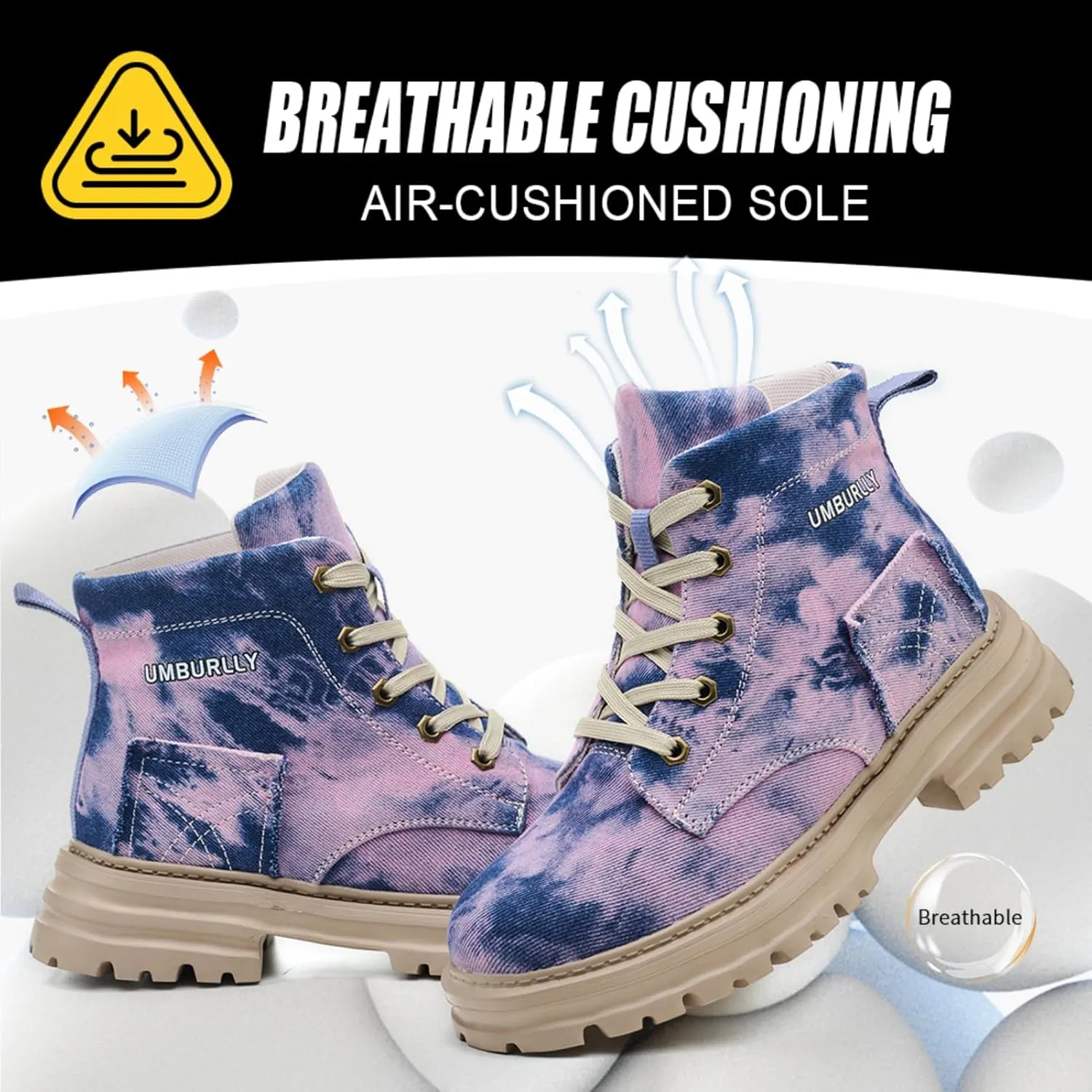 Micoklinlin Steel Toe Shoes for Women Camouflage Work Safety Boots Lightweight Smash and Puncture Resistant Canvas Sneakers