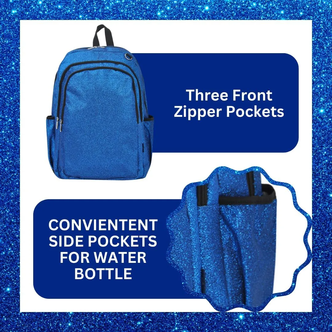 NGIL Glitter Performance Large Canvas Sports Backpack, Dance Backpack, Gymnastics, Cheerleader Essential Backpacks (Glitter-Royal)