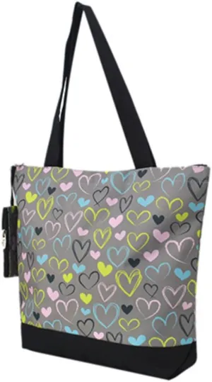 NGIL Medium Top Zipper Closure Canvas Tote Bag with Attached Matching Coin Purse For Moms and Nurses