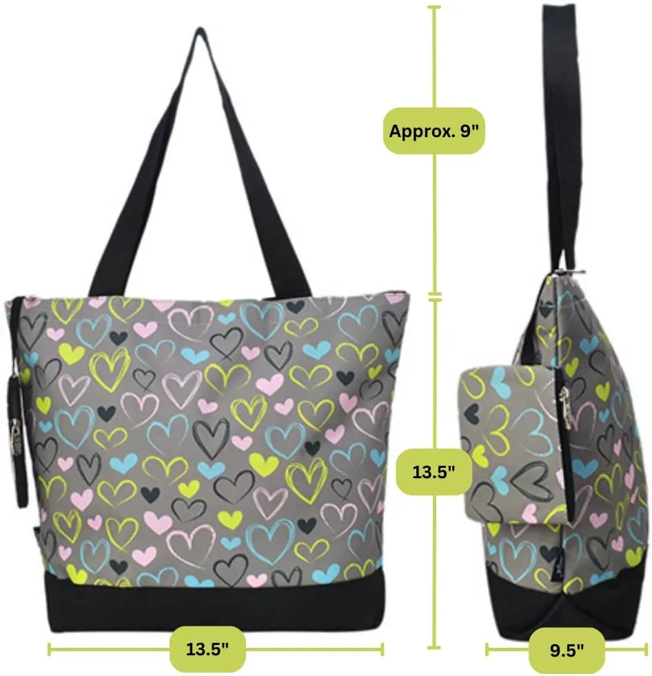 NGIL Medium Top Zipper Closure Canvas Tote Bag with Attached Matching Coin Purse For Moms and Nurses