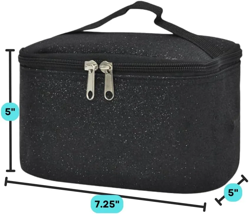 NGIL Travel Cosmetic Bag Makeup Bag Organizer for Women and Girls (Black Glitter)