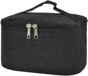 NGIL Travel Cosmetic Bag Makeup Bag Organizer for Women and Girls (Black Glitter)