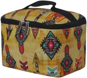 NGIL Travel Cosmetic Bag Makeup Bag Organizer for Women and Girls (Boho Tribal-Black)