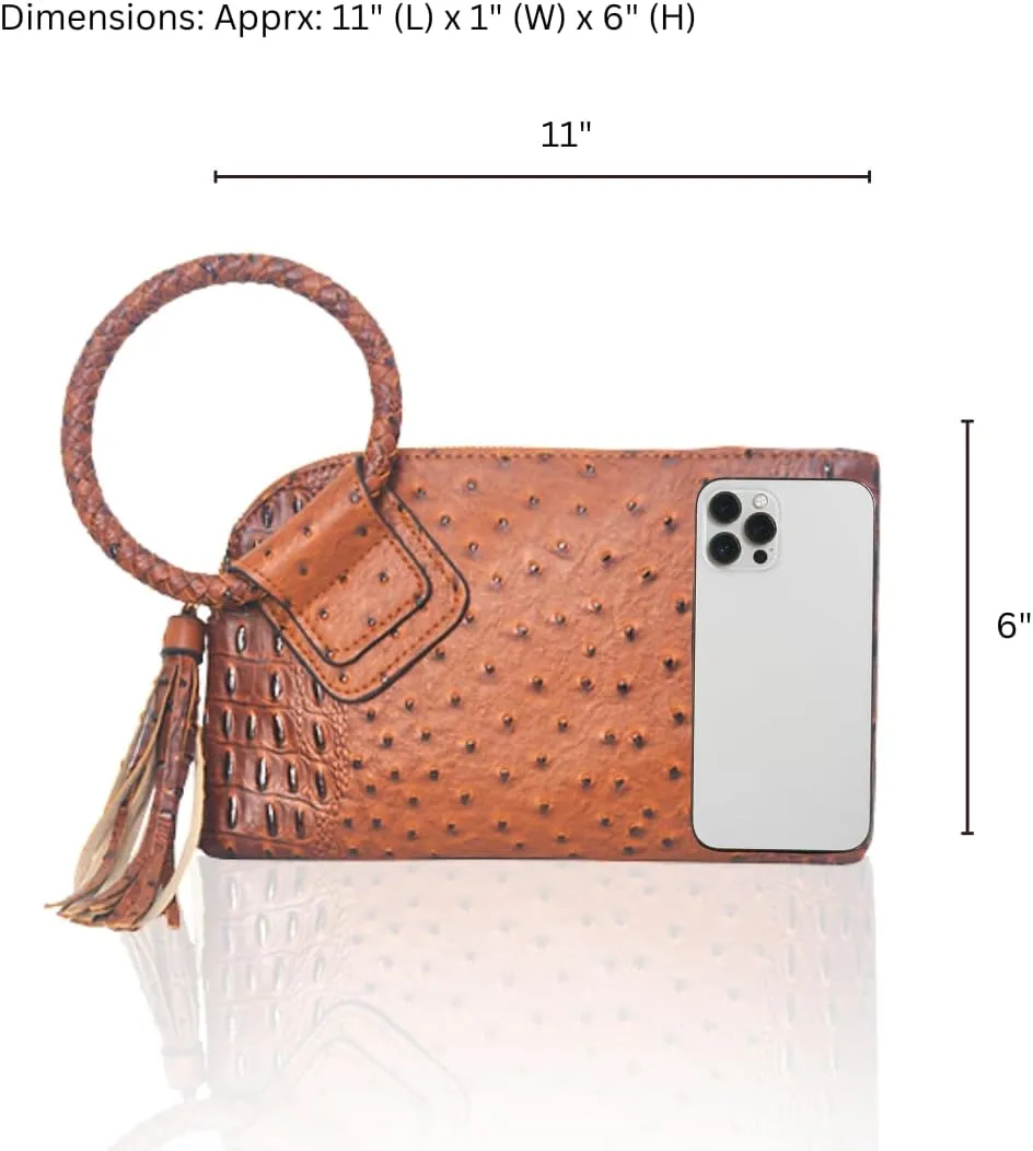 NGIL Women's Faux Leather Mini Wristlet Purse With Fringe Tassel, Wristlet Wallet Women's Handbag