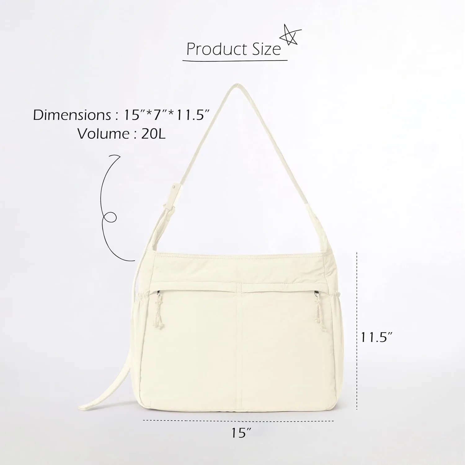 ODODOS 20L Crossbody Tote Bag Large Capacity Lightweight Hobo Shoulder Sling Bags for Gym Shopping Beach Travel