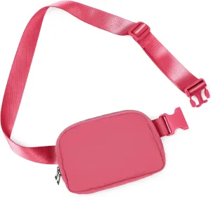 ODODOS Everywhere Belt Bag with Adjustable Strap, Small Waist Pouch Fanny Pack for Workout Running Travelling Hiking, Raspberry