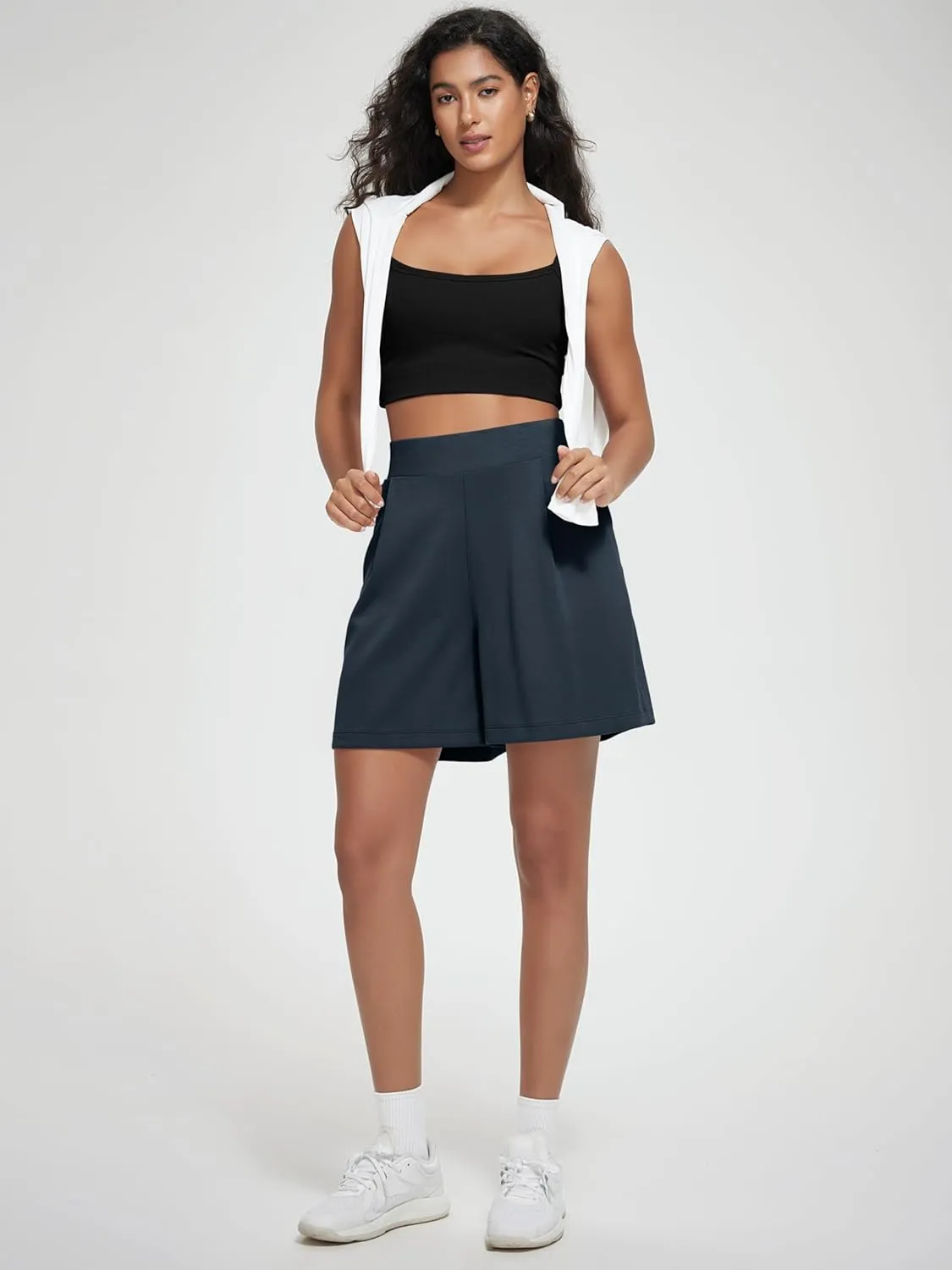 ODODOS Modal Soft Wide Leg Shorts for Women High Waist Casual Relaxed Shorts with Pockets-Inseam 4"/ 6"