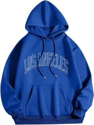 Oversized Hoodies for Men Women Letter Print Long Sleeve Hooded Sweatshirt Casual Loose Vintage Sports Tops with Pocket