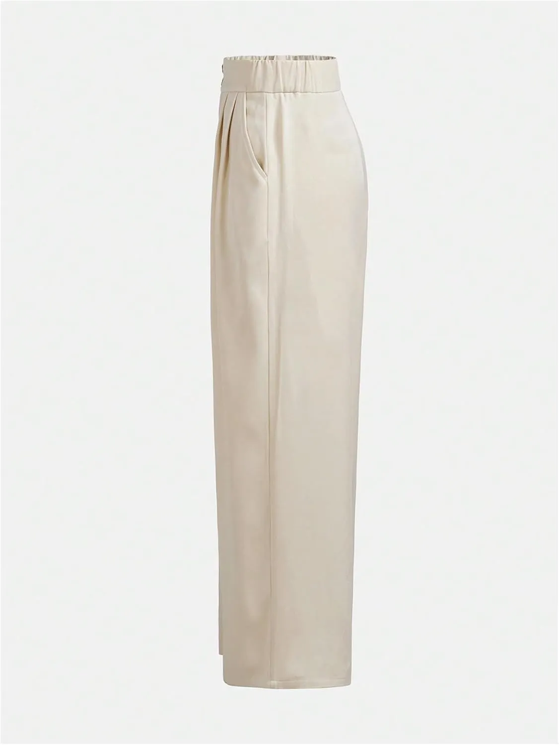 OYOANGLE Girl's Button Down Elastic High Waist Wide Leg Pants Casual Solid Trousers with Pockets