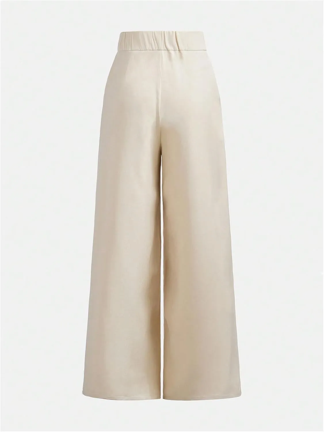OYOANGLE Girl's Button Down Elastic High Waist Wide Leg Pants Casual Solid Trousers with Pockets