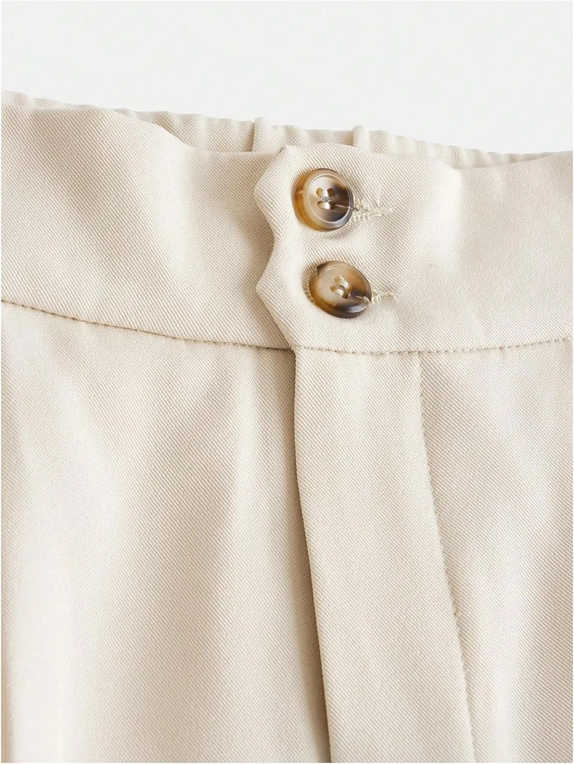 OYOANGLE Girl's Button Down Elastic High Waist Wide Leg Pants Casual Solid Trousers with Pockets