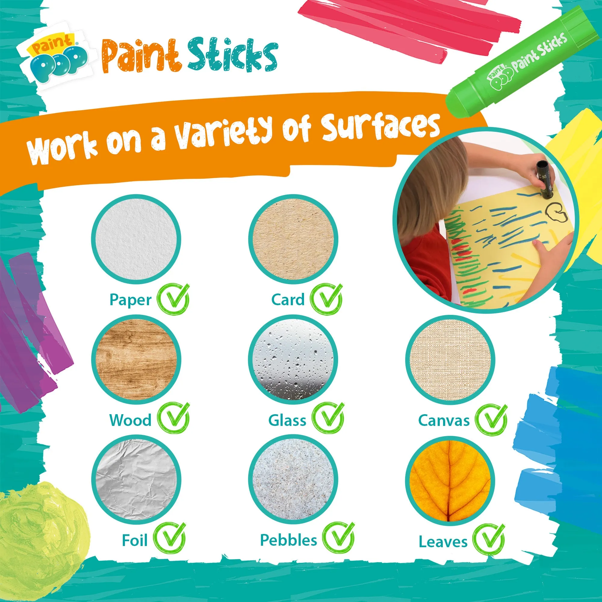 Paint Pop Classic 12 Pack Quick Dry Paint Sticks