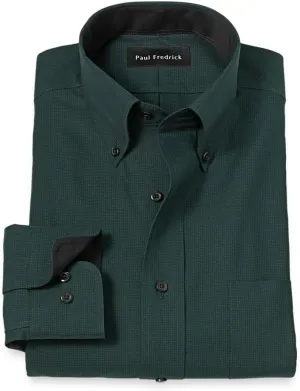 Paul Fredrick Men's Slim Fit Non-Iron Cotton Houndstooth Dress Shirt
