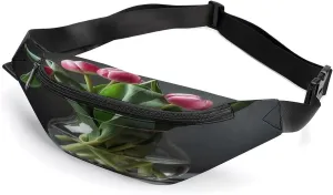Personalized Waist Packs with Adjustable Strap,Flowers Grow in A Bottle CrossBody Fanny Pack Casual Bag for Travel Sports Running Hiking