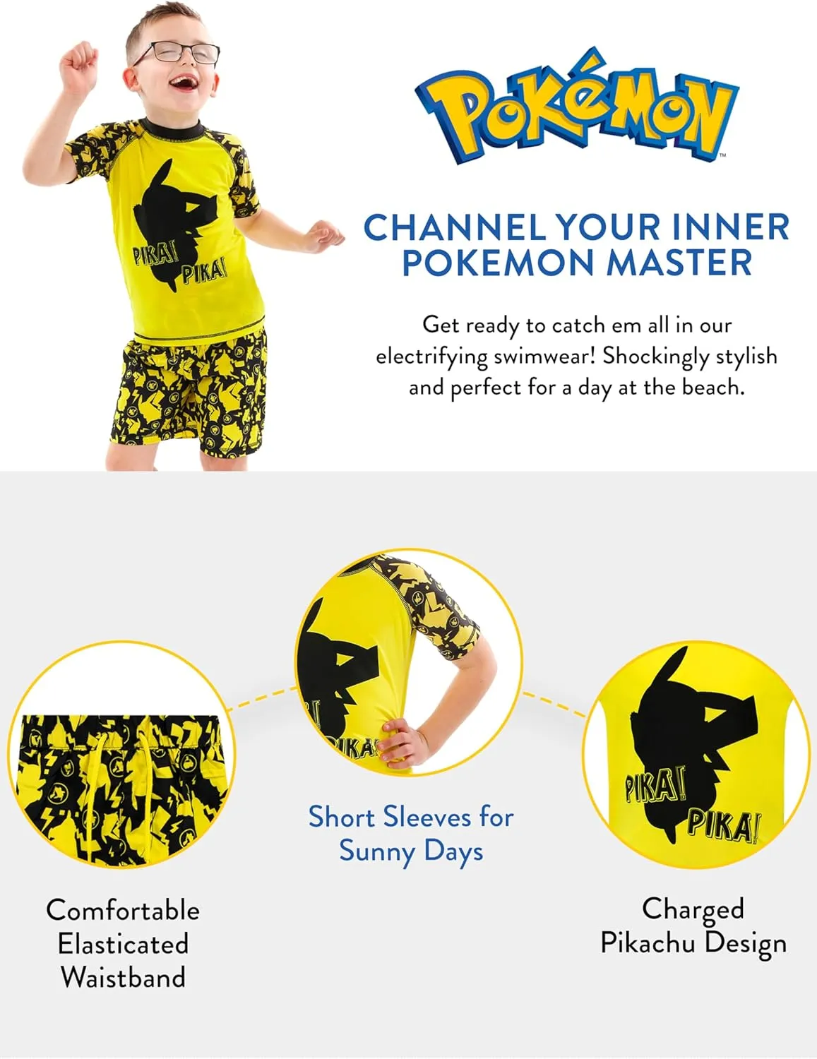 Pokemon Boys' Pikachu Two Piece Swim Set