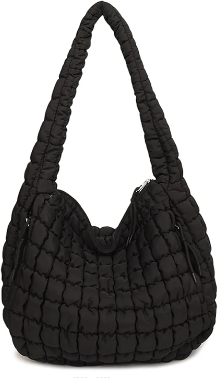Puffy Bubble Tote Bag,Puffer Quilted Shoulder Bag for Women with Multiple Zippered Pockets, Trendy Crossbody Hobo Bag