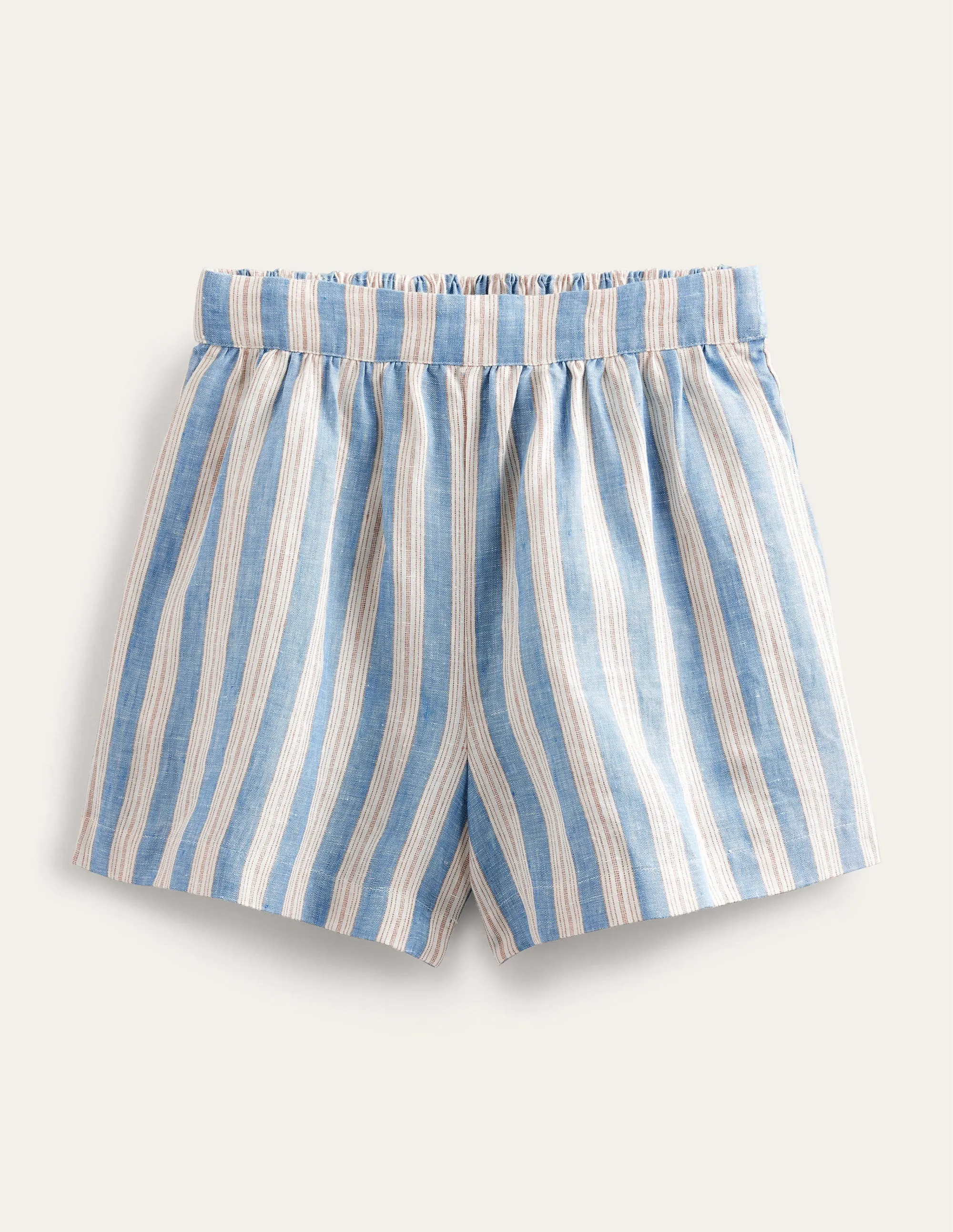 Pull-on Linen Shorts-Porcelain Blue, Sparkle Stripe