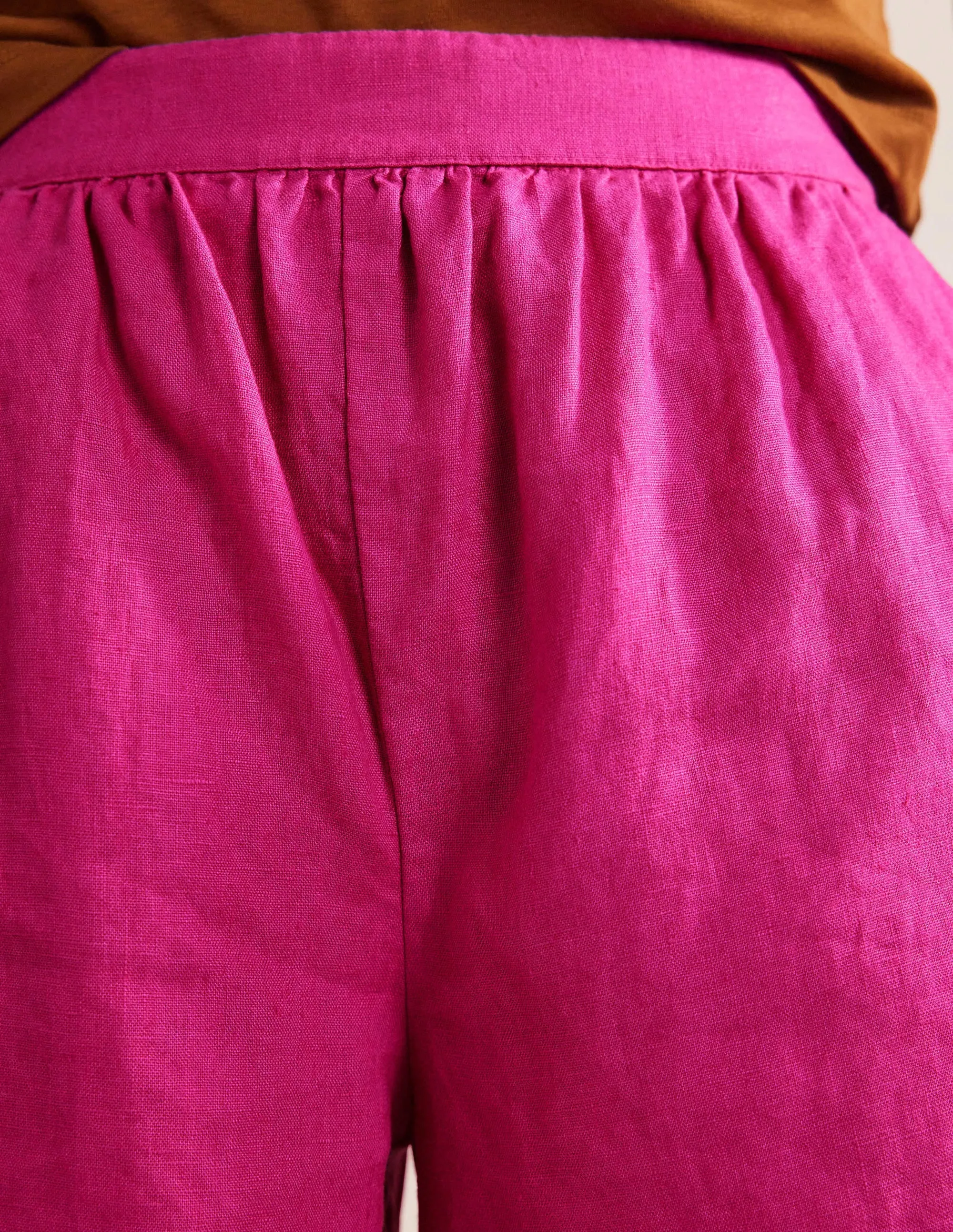 Pull-on Linen Shorts-Rose Violet