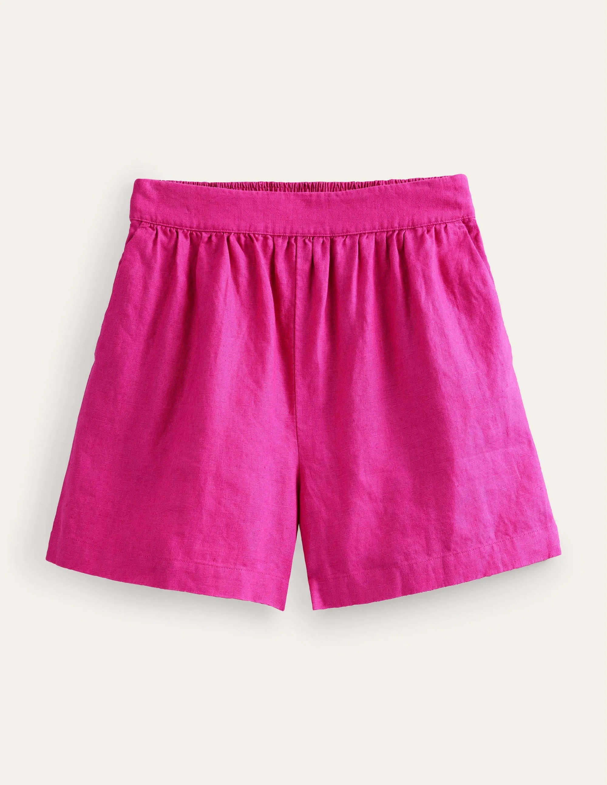 Pull-on Linen Shorts-Rose Violet
