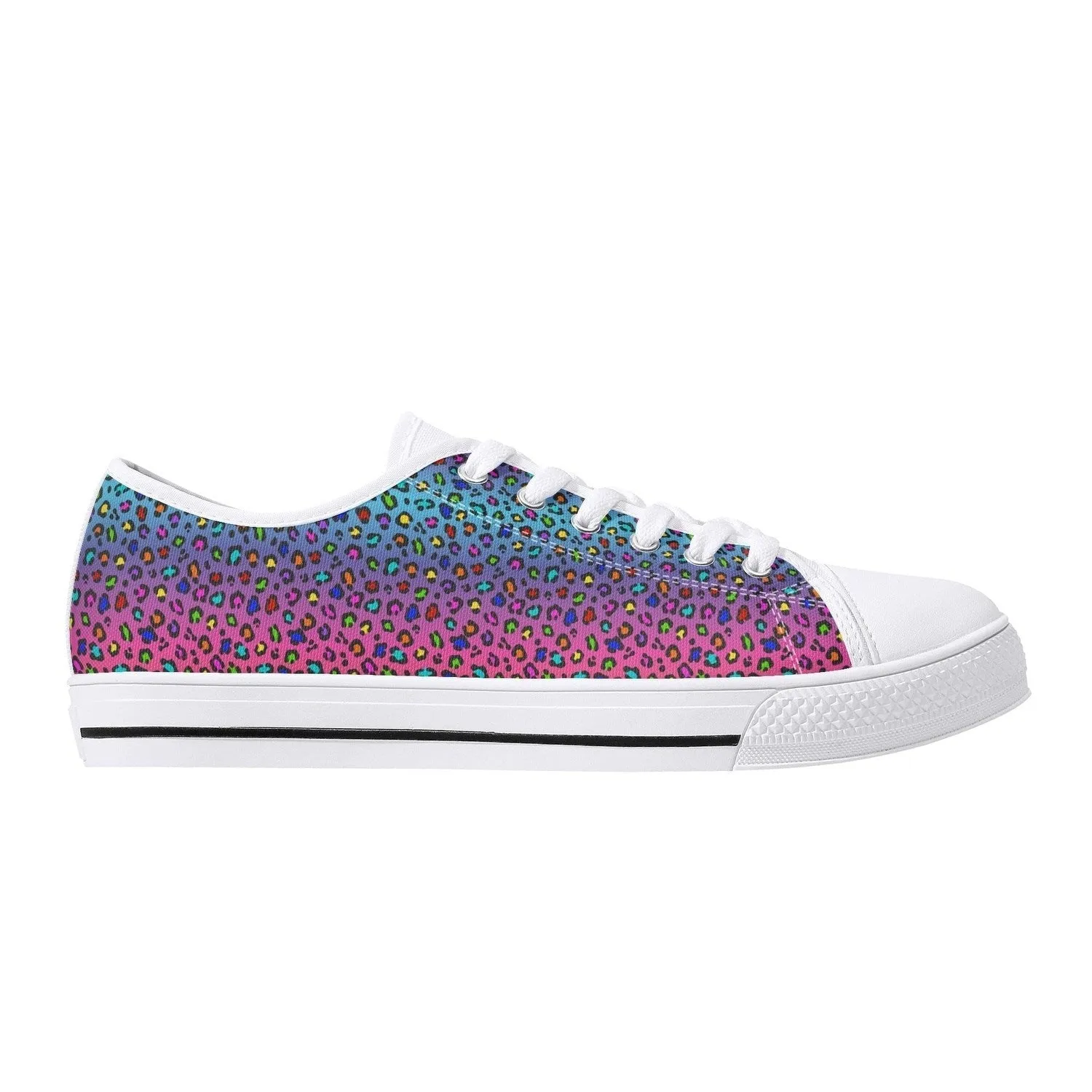 Rainbow Leopard Womens Low Top Canvas Shoes