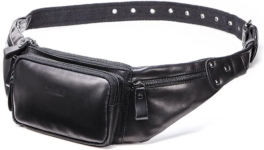 ROLTIN Leather Waist Packs Belt Bags Men Phone Pouch Bag with Card Holder Travel Waist Pack Male Handbags